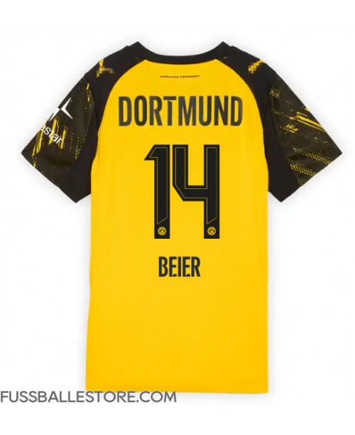 Günstige Borussia Dortmund Maximilian Beier #14 Heimtrikot Damen 2025-26 Kurzarm Günstige Borussia Dortmund Maximilian Beier #14 Heimtrikot Damen 2025-26 Kurzarm
